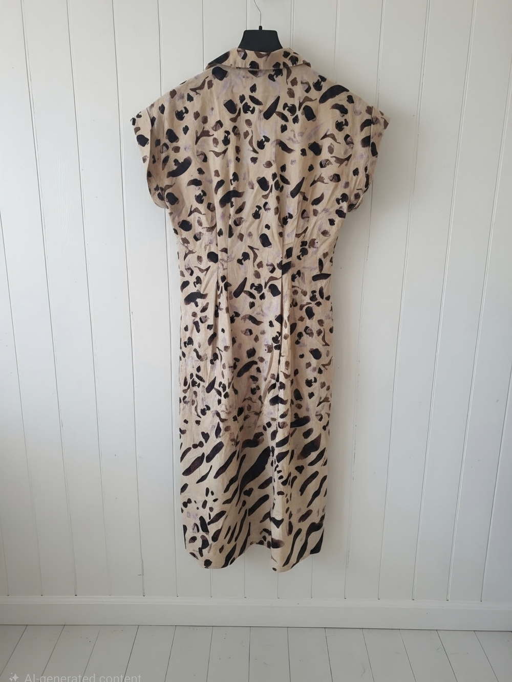 NWT Donna Ricco Beige and Black Leopard Midi Shirt Dress - Picture 6 of 7